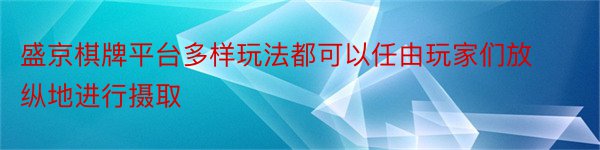 盛京棋牌平台多样玩法都可以任由玩家们放纵地进行摄取